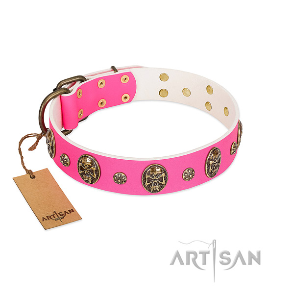 Exquisite leather dog collar for handy use