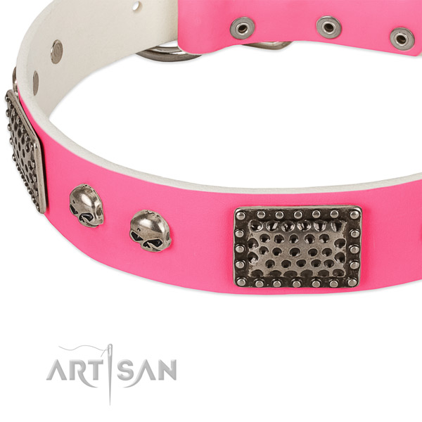 Rust-proof hardware on genuine leather dog collar for your four-legged friend