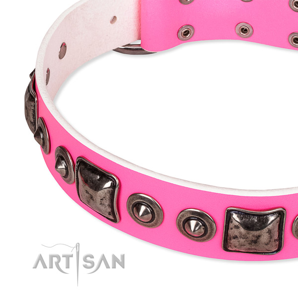 Strong leather dog collar handcrafted for your impressive four-legged friend