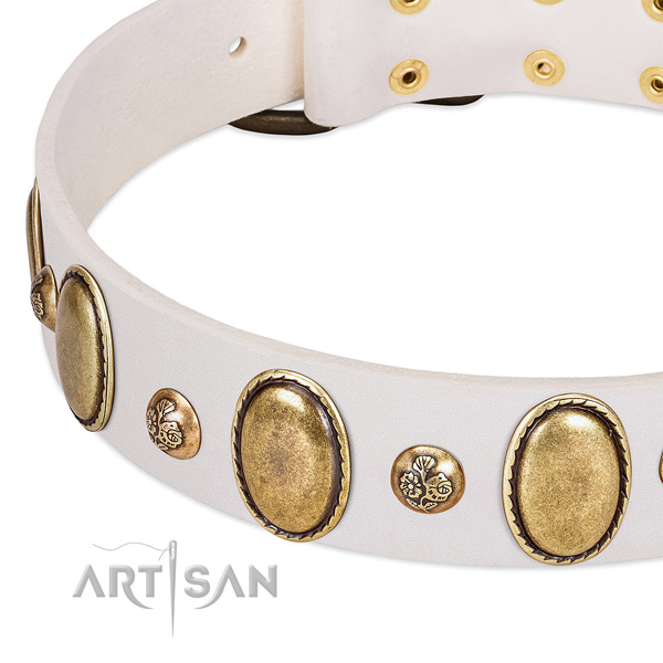 Leather dog collar with exquisite adornments
