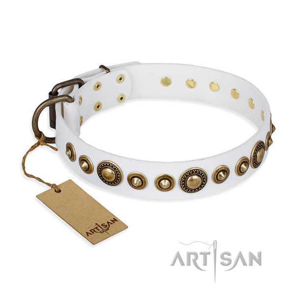 Top rate natural genuine leather collar handmade for your pet