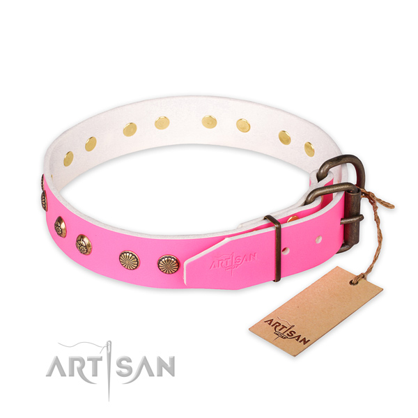 Strong fittings on full grain leather collar for your lovely canine