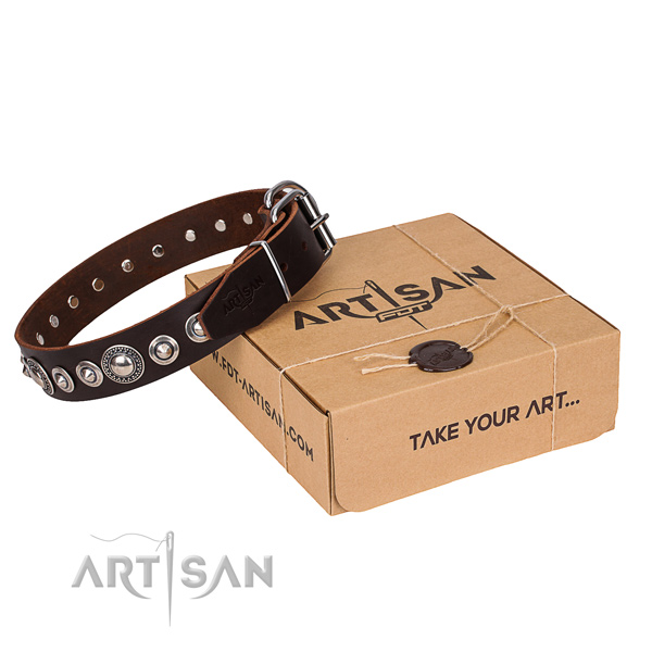 Top quality full grain genuine leather dog collar