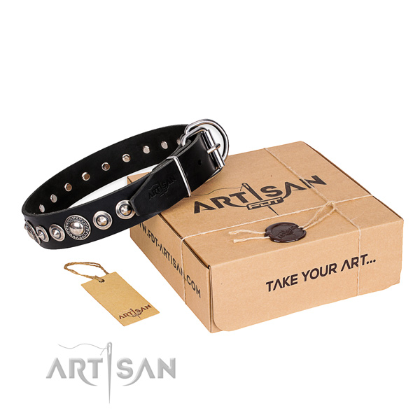 Quality genuine leather dog collar