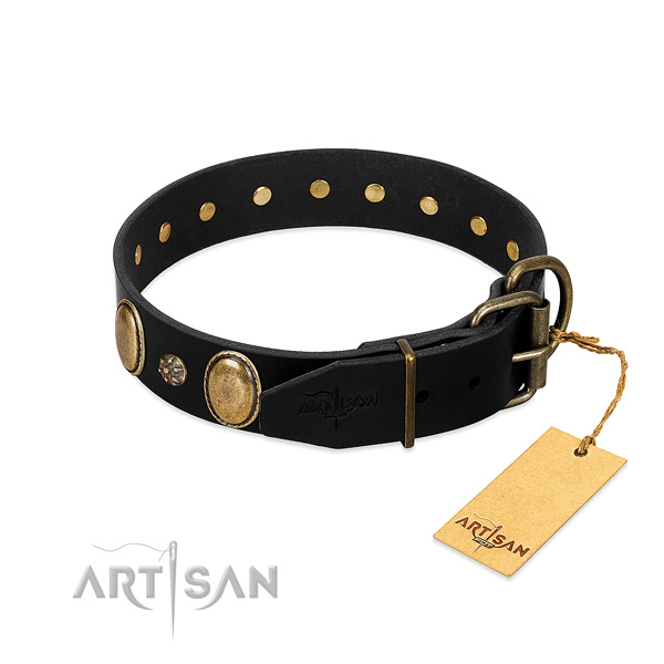 Comfortable wearing top notch full grain genuine leather dog collar