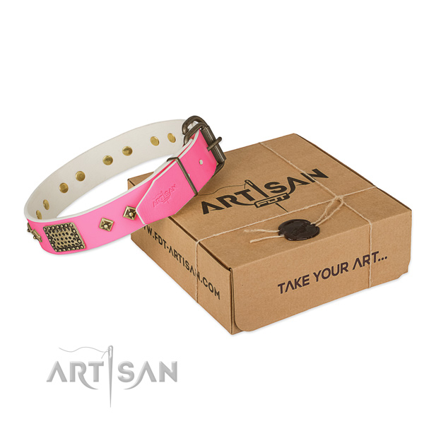 Strong studs on dog collar for comfy wearing