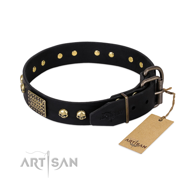 Corrosion resistant D-ring on comfortable wearing dog collar