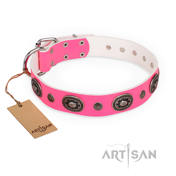 Strong genuine leather dog collar handmade for handy use
