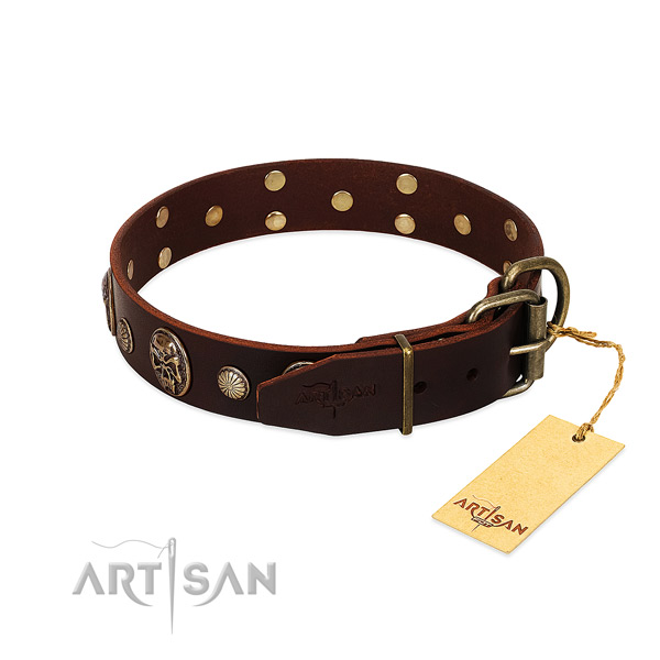 Strong adornments on handy use dog collar
