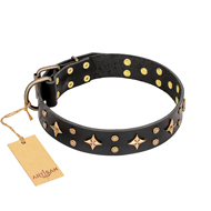 "A La Mode" FDT Artisan Handcrafted Black Leather Golden Retriever Collar