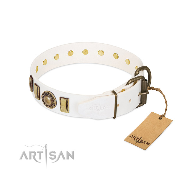 Flexible full grain leather dog collar crafted for your canine