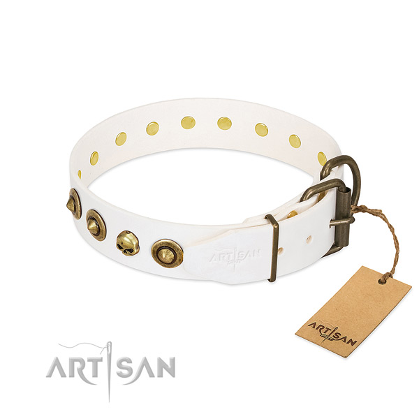Full grain leather collar with remarkable decorations for your doggie