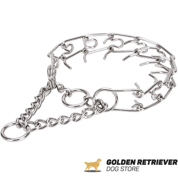 Stainless steel dog prong collar with removable prongs for large dogs