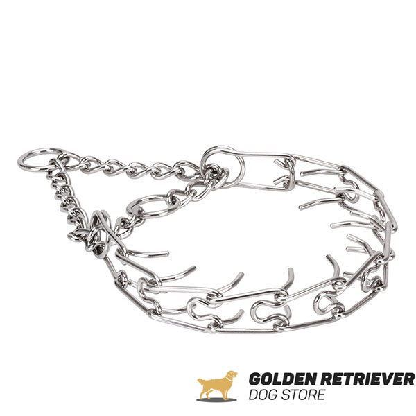 Pinch collar of rust proof stainless steel for aggressive dogs