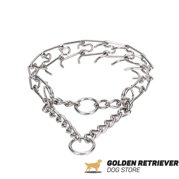 Prong collar of rust resistant stainless steel for ill behaved pets