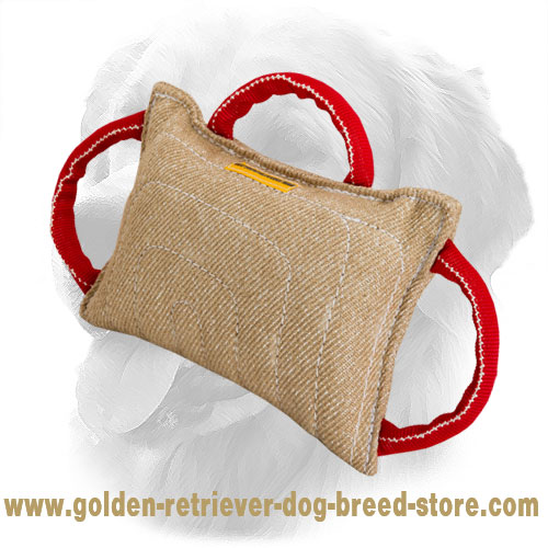 Jute Golden Retriever Bite Pad with 3 Comfortable Handles