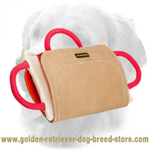 Pro Golden Retriever Bite Pillow with Removable Leather Cover