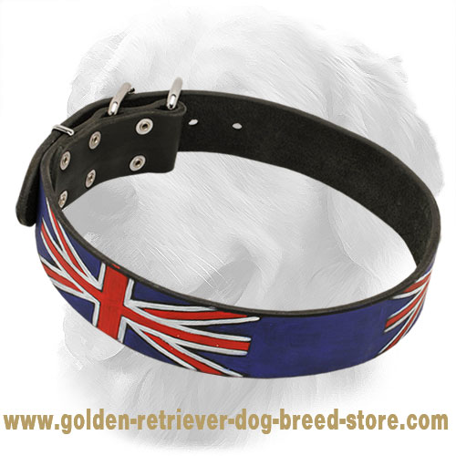 UK Pride Leather Golden Retriever Collar