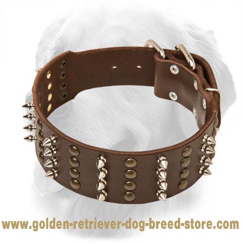 Super Exclusive Leather Collar with Spikes and Studs