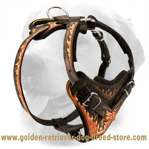 Original Leather Harness with Fire Flames