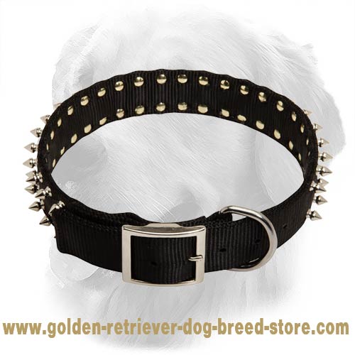 Unique Design Spiked Nylon Collar for Golden Retrievers