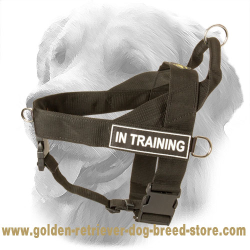 Multifunctional Nylon Golden Retriever Harness with ID Patches