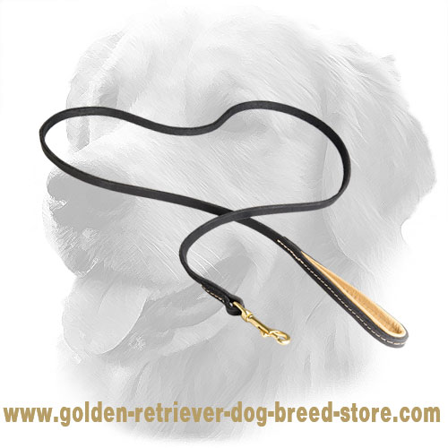 Leather Golden Retriever Leash with Nappa Padded Handle