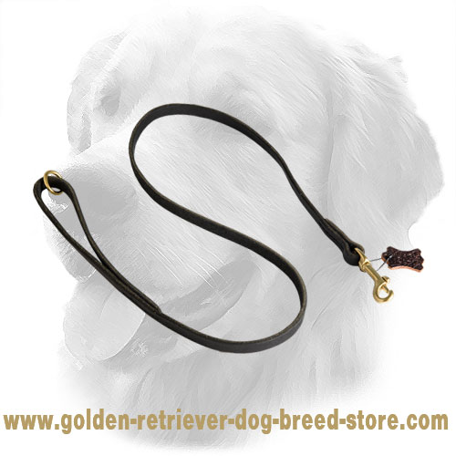 Classic Design Stitched Leather Golden Retriever Leash