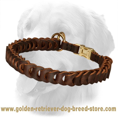 Golden Retriever Choke Leather Collar Braided
