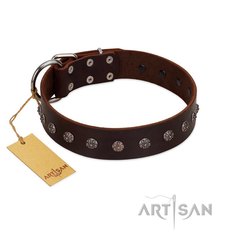 "Graceful Classic" Mod FDT Artisan Brown Leather Golden Retriever Collar