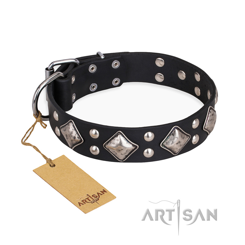 "Smart Geometry" FDT Artisan Studded Leather Golden Retriever Collar