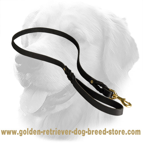 Handmade Leather Golden Retriever Leash with Strong Snap Hook