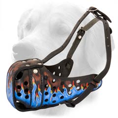 Black Leather Muzzle with Blue Paints