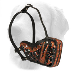 Leather Golden Retriever Muzzle for Agitation Training